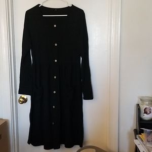 Black dress, button detail and pockets cottagecore